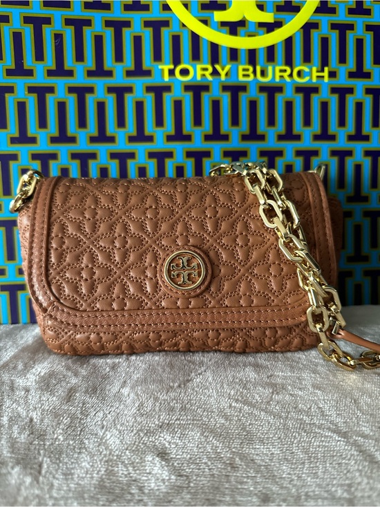 Tory Burch Handbags - Tory Burch Quilted Leather Chain Crossbody in Cognac Brown